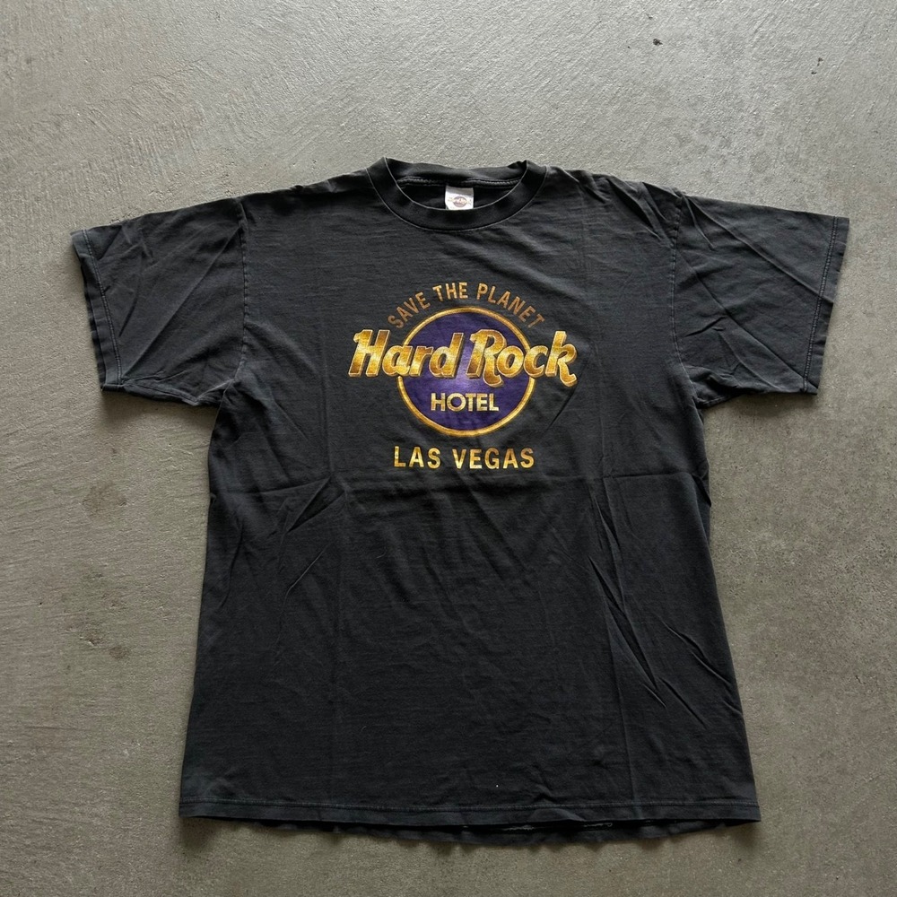 Vintage 90s Hard Rock Cafe Shirt Size XL Black Las Vegas Hotel Casino